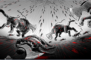 Karikatur | Tollwütiger Hund Zions machtlos gegen atarken Aufbau der Hisbollah