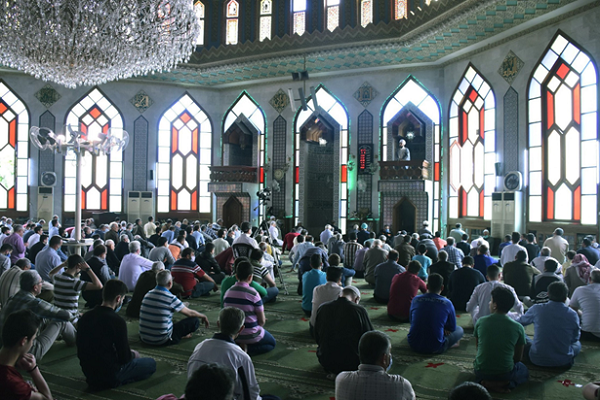 Worshipers at a mosque